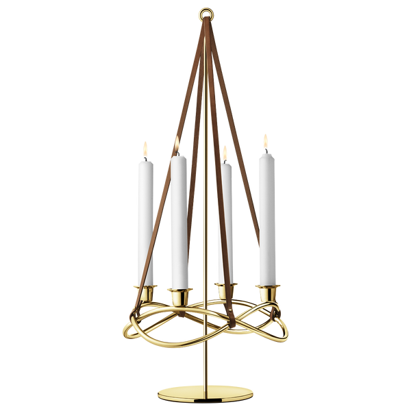 Georg Jensen - SEASON - lysestage - Forlænger- Forgyldt/ Læder