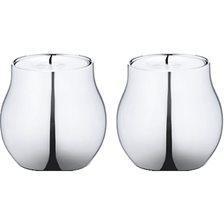 Georg Jensen - Cafu - Fyrfadsstagesæt - 2 stk, - H 5,8 cm - Blankpoleret stål