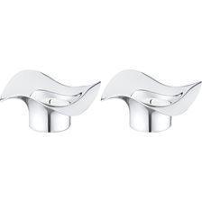 Georg Jensen - Cobra - Fyrfadsstagesæt - 2 stk - H4,9xØ4,9 cm - Blankpoleret rustfrit stål
