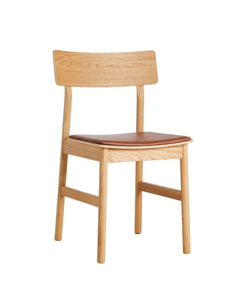 WOUD - Pause Spisebordsstol 2.0 med læder sæde  - Flere Farver - Sæt af 2 stk.