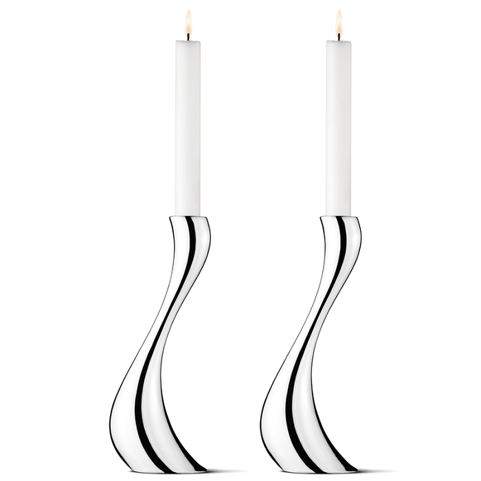 Georg Jensen - Cobra - Lysestagesæt - Stor - H24 cm - 2 stk - Rustfri