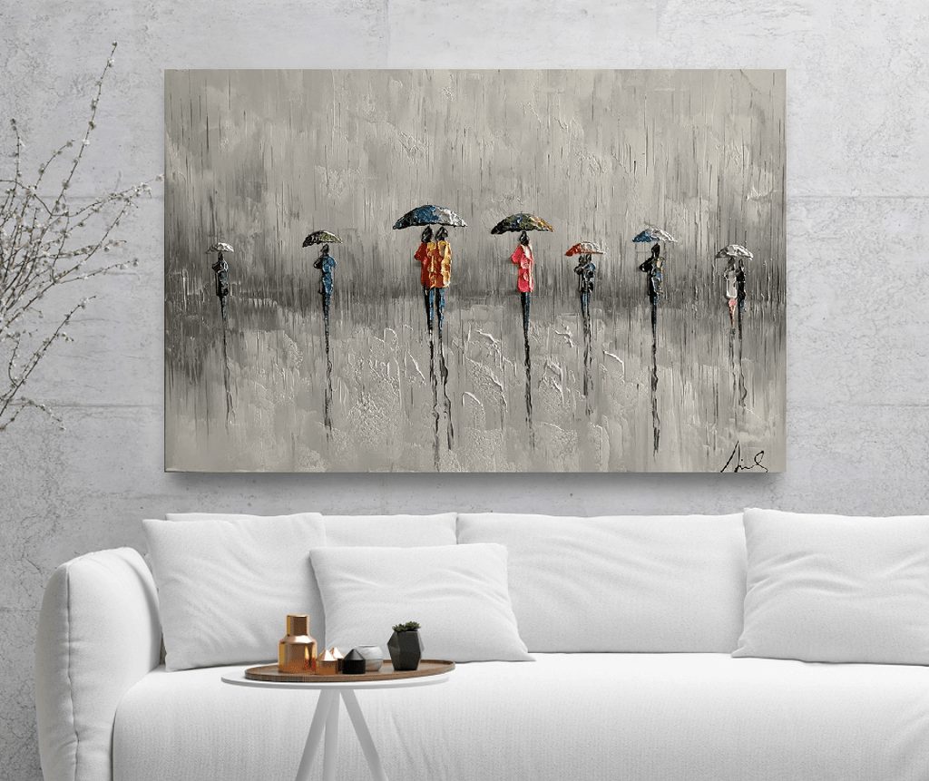 Maleri - A Walk in the Rain - 120x80 cm