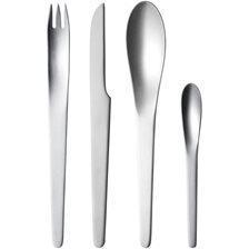 Georg Jensen - Arne Jacobsen - Bestiksæt - 24 dele - 6 kuverter - Rustfrit stål - Mat