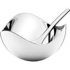 Georg Jensen - Bloom - Saltkar med ske - Ø7 cm - Blankpoleret rustfrit stål