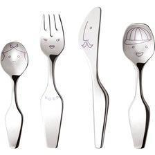 Georg Jensen - The Twist Family - Børnebestik - 4 dele - Blankpoleret rustfrit stål