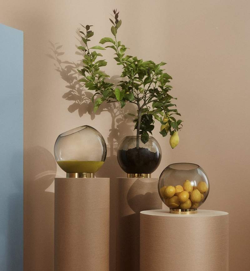 AYTM - Vase- Globe Amber/guld - Flere – Room for