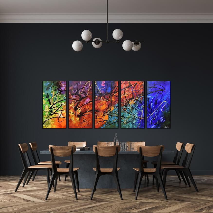Maleri - Colorful Explosion - 250x100 cm