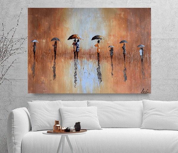 Maleri - A Walk in the Rain I - 120x80 cm